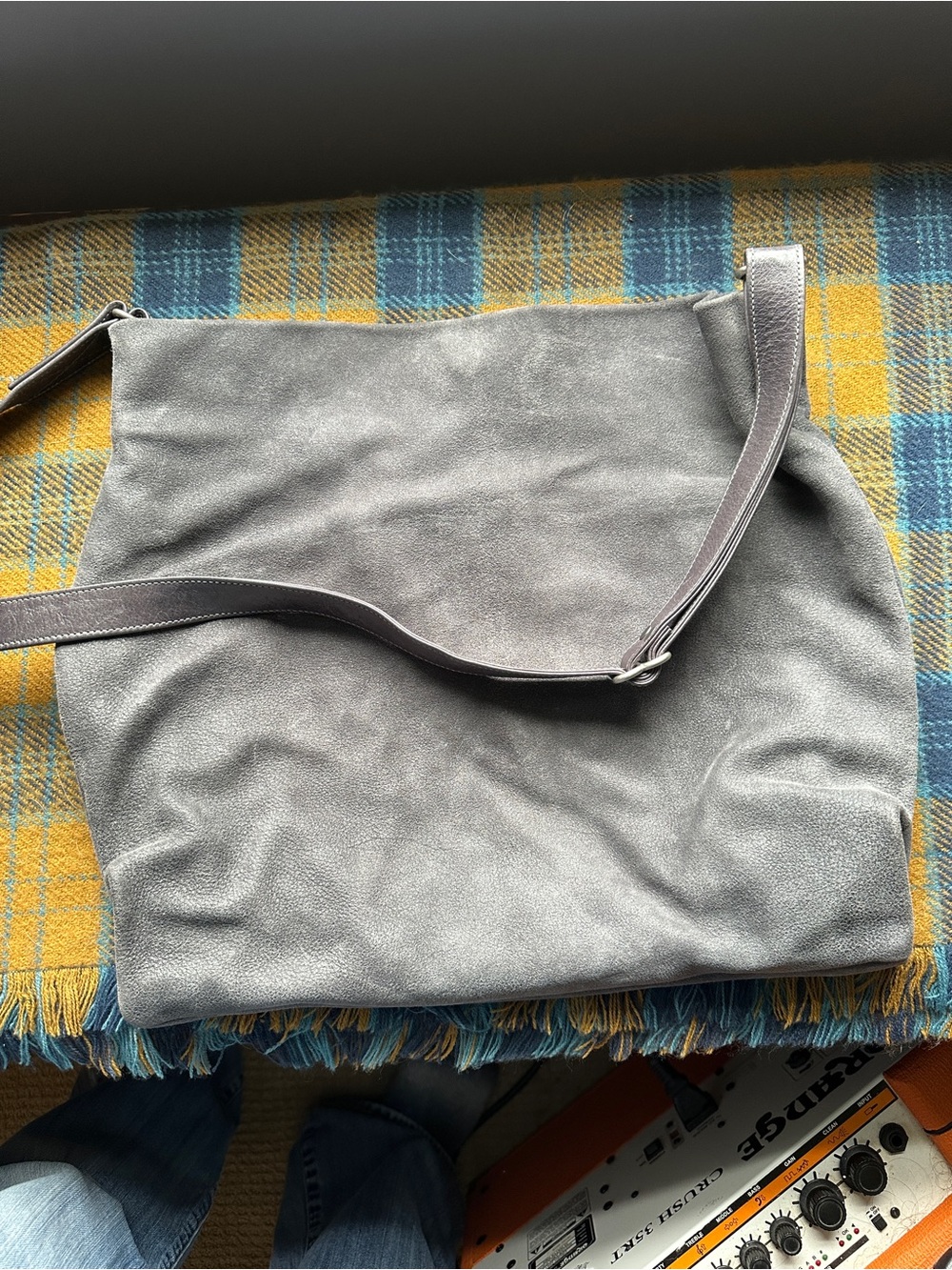 Rough and Tumble Olivia Medium Mineral Gray EUC Crossbody Suede EUC